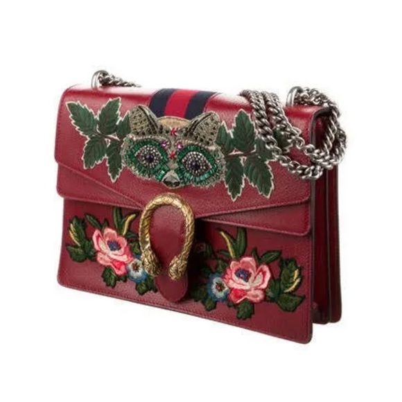 Gucci Red Embellished Raccoon Medium Dionysus Shoulder - Picture 1 of 15